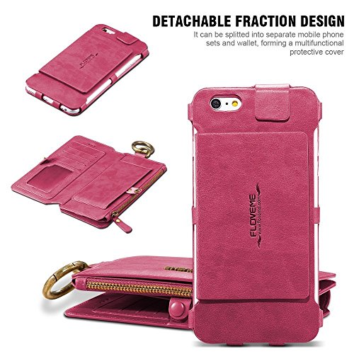 iPhone 6 / 6S Case, FLOVEME Detachable Phone Purse / Flip Cover Case ][ 18 Cards Slots ][ With stand ][ Premium PU ][ Full Around Protection] Leather Wallet Both for Women & Men - 4.7