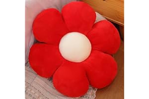 Morbuy Flower Shaped Plush Pillow Cushion Chair Seat Pad, Fluffy Soft Cute Flowers Cushion Floor Tatami Seating Pillow, Bedroom Sofa Reading Corner Decor (65cm/25.5inch,Crystal Velvet Red)