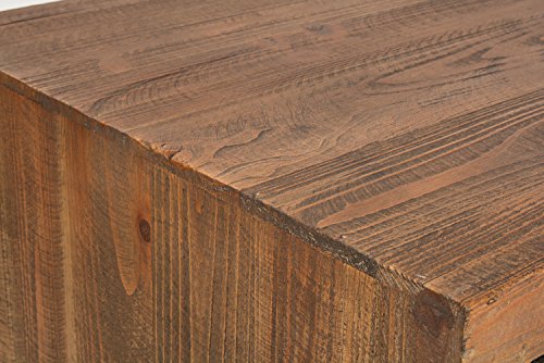 ts-ideen TV-Bank Lowboard HiFi-Schrank Vintage Antik Shabby Design Used Style Massivholz braun zwei Türen mit buntem Muster - 9