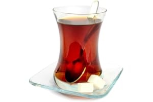 Topkapi - Juego de té turco de 18 piezas Filiz-Sultan, 6 vasos de té, 6 posavasos, 6 cucharaditas, juego completo