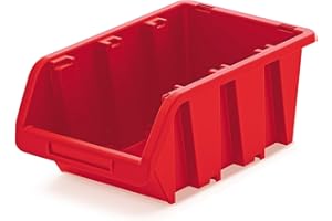 IMJ-GLOBAL Set di 28 Contenitori a Bocca di Lupo | 19,5x12x9 cm | Impilabili | Sovrapponibili | Rosso | in Plastica