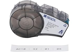 Brady Étiquettes en bande auto-agrippante BradyGrip™ pour imprimantes M210 & M211 – Étiquettes polyester réutilisables pour câbles et fils – Noir sur Blanc – M21-750-414