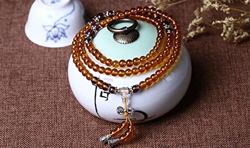 XJoel 0.24 Inches 108 Beads Tibetan Buddhist Natural Beads Prayer Mala Meditation Necklace Bracelet Yellow Purple