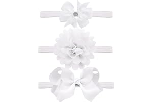 Yueshop 3pcs/Set Baby Kids Girls Bowknot Headband Toddler Elastic Hair Band Headwear Bow for Newborn Infant Toddlers (White)