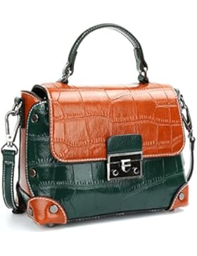 Damen Handtasche Retro Elegant PU Leder Umhängetasche Multi-Color-Striped Schultertasche