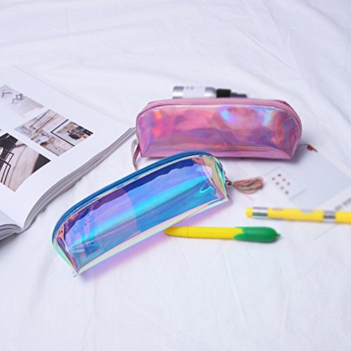 Estuche Fablcrew de grande capacidad  transparente  para maquillaje  la oficina    tiles de la escuela  21x5x7cm azul