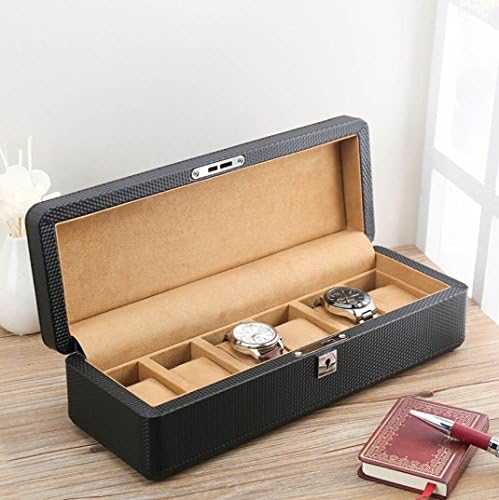 Carbon fiber leather watch box Wooden watch box Mechanical watch display box Collection Storage box with lock , 2