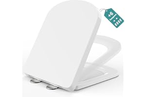MEEJEE Abattant WC Carré Frein de Chute, Lunette Clipsable Blanc, Couvercle Déclipsable Rapide à Installer