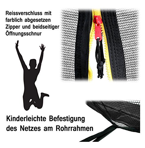 Trampolin Sicherheitsnetz 300 – 305 cm Durchmesser , Ersatznetz für Trampoline mit 6 Stangen bzw 3 U-Füssen - 4