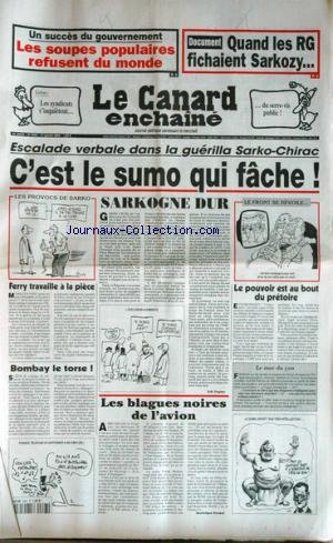 CANARD ENCHAINE [No 4349] du 03/03/2004 - SARKOZY RESISTE ENCORE AUX AVANCES DE RAFARRIN - LES DROIT SOCIAUX A LA MOULINETTE DE LA COUR DE CASSATION - CHIRAC - RECORD D'EUROPE DU DEFICIT - ARISTIDE NOUS POURSUIT.