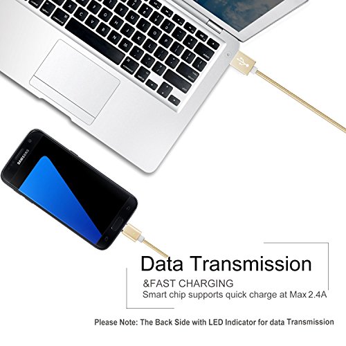 Magnetisches USB Ladekabel DatenKabel[1m/3.3ft],EVIISO Magnetisches High Speed USB 2.0 A Male auf Micro USB Synchronisations und Ladekabel – Geflochtenes 2.4A Schnellladekabel für Android-Geräte, Samsung Galaxy S7 S7 Edge S6, Sony, HTC, Motorola und mehr(Gold) - 3