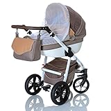 LCPKIDS Lucato 3in1 Kombi Kinderwagen Komplettset Babywanne Buggy Autositz Babyschale 0-13 kg Leder Edition - 7