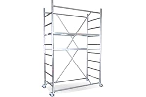 Echafaudage à roues hauteur de travail 3,86 m avec demi-plancher inclus