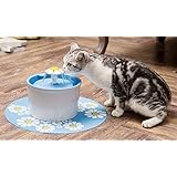 Trinkbrunnen LITTLE FLOWER weiss-blau 1,6 Liter inkl. Unterlegmatte und Ersatzfilter