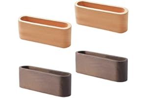 Belvanr Porte Cartes de Visite en Bois 4 Pièces Étui à Cartes de Visite en Bois Carte Présentoir Support de Cartes de Visite en Bois,Support pour Carte de Visite Bureau Support de Nom