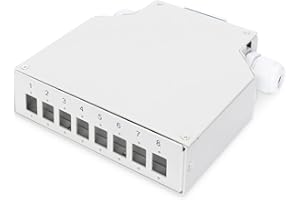 DIGITUS LWL splice box - top-hat rail mounting - 8 port - for LC duplex couplings - metal housing