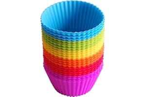 Muffin Cases for Baking Cupcake 7cm Reusable Non-Stick and Easy Clean Bakeware - Silicone Muffin Cases Mini Baking Molds Pack of 24 - Colorful Cupcakes and Yorkshire Puddings Mold by Zuvo