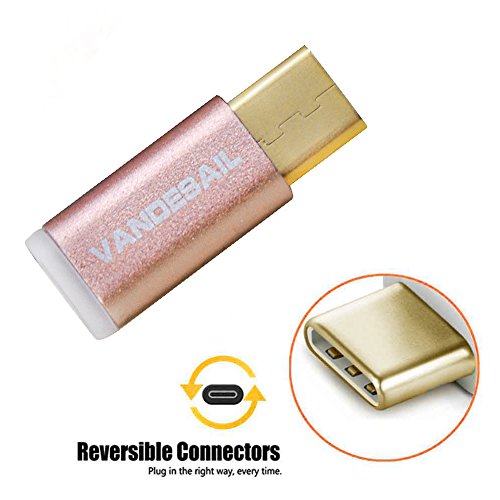 USB C Adapter, VANDESAIL® Type C 3.1 auf Micro USB Ladekabel Datenkabel Kabel Adapter Konverter für MacBook 12inch 2015, Lenovo ZUK Z1, MI 4C, Nokia N1, Chromebook (Alloy-Gold, Rose) - 5
