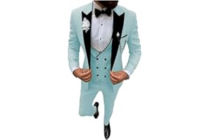 BOTONG Costume 3 pièces à revers cranté pour homme - Smoking à simple boutonnage - Pour mariages, affaires et loisirs - Gilet, veste et pantalon