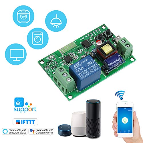 OWSOO Interruttore WiFi DC5V / AC85-250V Interruttore Senza Fili Casa Intelligente Modulo Relè Moduli di Automazione APP Telecomando Ore Compatibile con Amazon Alexa Google Home