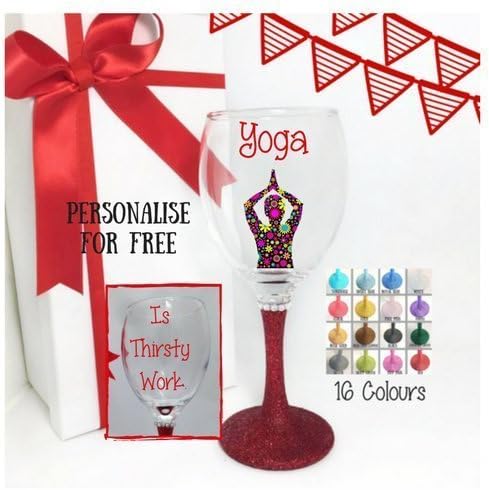 Yoga gifts for women funny, gifts for yoga lover, 1 x wine glass with free personalisation, yoga teacher gifts.