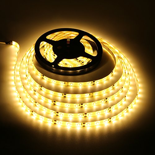 Preisvergleich Produktbild Led Lichtband Streifen Leiste Lichtleiste Strip Lampe Indirekte Beleuchtung Unterbauleuchte smd 2835 IP65 wasserdicht 300 LEDs TV Licht 12v netzteil 5m warmweiß 3000k selbstklebend
