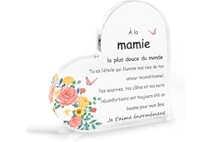 CDIXLMUZ Cadeau Fete des Grand Mere, Cadeau Mamie, Cadeau Grand Mere, Fete des Grands Meres, Bonne Fete Mamie, Idee Cadeau Mamie, Décoration Plaque Acrylique Cadeau pour Mamie Anniversaire Fete des Mamies
