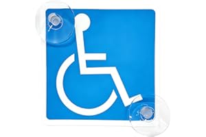 Saugnapf Rollstuhlfahrer Schild Auto - Behinderten Aufkleber Auto 12x12cm, Rollstuhl Aufkleber Auto, Behindertenschild Autoschild für Windschutzscheibe, Barrierefrei Aufkleber für Behinderte (2 Stück)