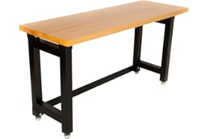 Seville Classics Garage Hardwood Workbench Commercial Quality German Beech Timber Top