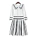 YQ24 2015 Autumn The New Dress Women Stripe Doll collar Dress (S, WHITE)