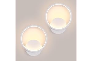 OSAIROUS Applique da Parete Interno 2 Pezzi, 12W 1350LM Lampada da Parete Moderno Rotonda in Alluminio, Lampade da Muro per Camera da Letto, Soggiorno, Corridoio, Scale, 3000K Bianco Caldo, Bianca, Ø20cm