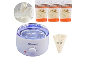 EA ARENA Wax Warmer kit for Hair Removal Pot for Waxing Professional with Bowl 3 Bags Wax Beads and Applicator Sticks at Home Wax Machine for Full Body Waxing (Cream White Pot)