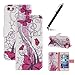 iPhone 5S Case,iPhone 5 Cover,Flip Case for iPhone 5/5S ,Ukayfe iPhone 5/5S Elegant Red Butterfly Flower Pattern PU Leather Flip Wallet [Stand Feature] Flip Folio Protective Skin Case for iPhone 5/5S with 1 x Black Stylus (Today is Lovely Day)