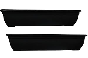 SIDSONS 4 X Plastic Garden Trough Long Window Box (Black, Pack 2)