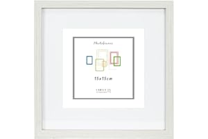 CHELY INTERMARKET Marco con paspartu 15x15cm (Int 10x10cm) Blanco MOD 351 cuadro ideal para fotos