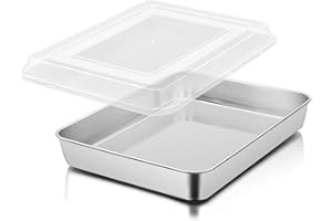 Herogo Kuchenform, Tief Backblech mit Deckel, 31x24x5 cm, Edelstahl Rechteckig Ofenblech Kuchenblech Fettpfanne zum Backen Kochen, Ideal für Brownie Kuchen Lasagna, Spiegelfinish & Spülmaschinenfest