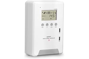 Ozonlife 30 Amp MPPT regulateur panneau solair 12V/24V avec écran LCD Double USB, Contrôleur de charge solaire régulateur solaire pour SLD/FLD/GEL/AGM, lithium et Lifepo4, MAX. 80V