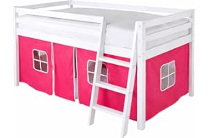 HLS Cotton Bed Tent for Mid Sleeper Beds – Breathable Kids Play Tent, Pink, Fits Bunk & Loft Beds