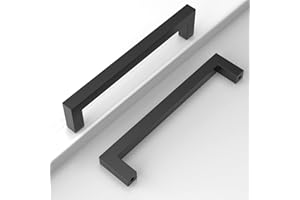 Amerdeco 10 Piezas Tiradores de Cocina 160mm Negro Para Armarios y Cajones - Manillas de Acero Inoxidable Para Muebles y Puertas - Modelo 6003