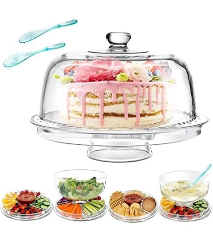 Topkapi Piatto Portadolci Con Base Lyra - Vetro Temperato Per Buffet E Dessert 28cm - Foto 3