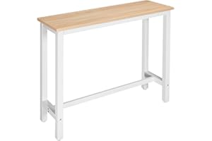WOLTU Table de Bar Étroite et Haute 120x40x100cm, Table à Manger avec Structure en Métal et Plateau en MDF Robuste, Chêne Clair