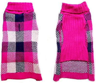 Cute Soft PINK Style Pink/Navy Tartan Pet Puppy Dog Sweater Jumper Clothes Coat (XXS)