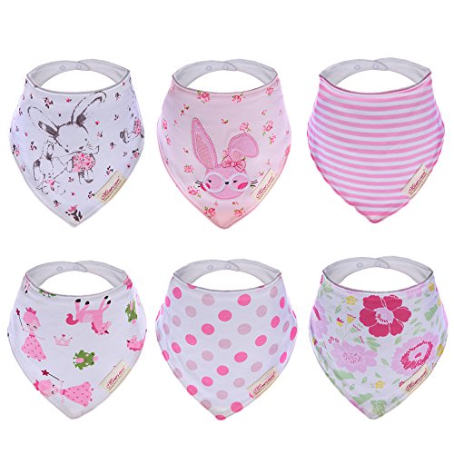 Hxhome, confezione da 6 bavaglini per bambini, 100% cotone, grembiule, asciugamano, bandana, pettorina, saliva, bavetta, ruttino