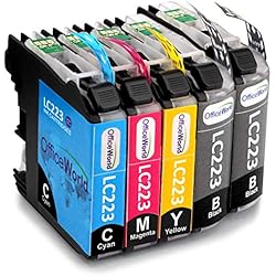 OfficeWorld Reemplazo para Brother LC223 Cartuchos de Tinta Alta Capacidad Compatible para Brother DCP-J562DW DCP-J4120DW MFC-J480DW MFC-J4420DW MFC-J5320DW (2 Negro, 1 Cyan, 1 Magenta, 1 Amarillo)