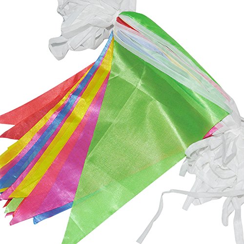 G2PLUS Schöne Wimpelkette 38 M Fahnen Girlande Wimpel mit 100 Stück Farbenfroh Wimpeln ideal für Geburtstagsparty; Feiern (1 PCS) - 2