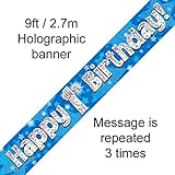 1st Birthday Blue Holographic Banner
