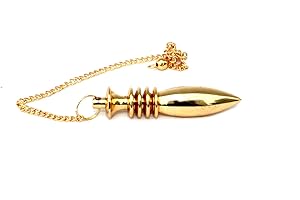 Jet International Égyptien 4 plaques Isis Karnak Pendule en or 4 anneaux Chambre Reiki Wiccan Livret gratuit Thérapie par le cristal Guérison Radiesthésie A ++ L'image spirituelle métaphysique est j