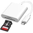 Vonxite SD Card Reader for iPhone - 2 in 1 Memory Card Reader Adapter Dual Card Slot for SD/TF Card Camera Reader Adapter, Camera Card Viewer, Plug and Play, SD Card Reader Adapter for iPhone iPad