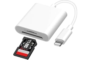VONXITE Lector de Tarjetas SD para iPhone iPad, 2 en 1 Adaptador Tarjeta SD iPhone, Lector Tarjetas SD con Doble Ranuras para Micro SD/SD/TF, SD Card Reader, Adaptador de Tarjeta de Memoria Cámara