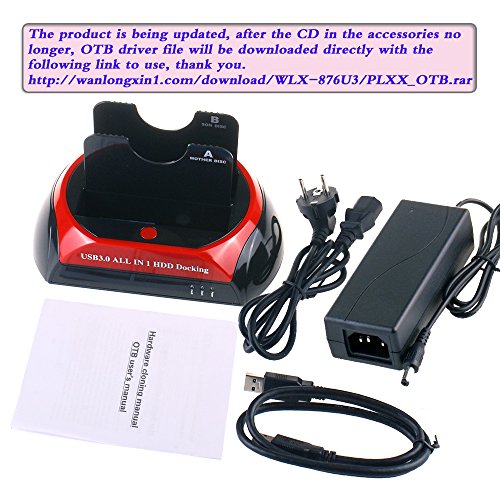 WANLONGXIN WLX-876U3-J USB 3.0 zo SATA Dual Bay Externe Festplatte Docking-Station mit Offline-Klon-Funktion, für 2.5 3.5 Zoll Festplatte SSD SATA I / II / III Bis zu 2 x 8TB - 3